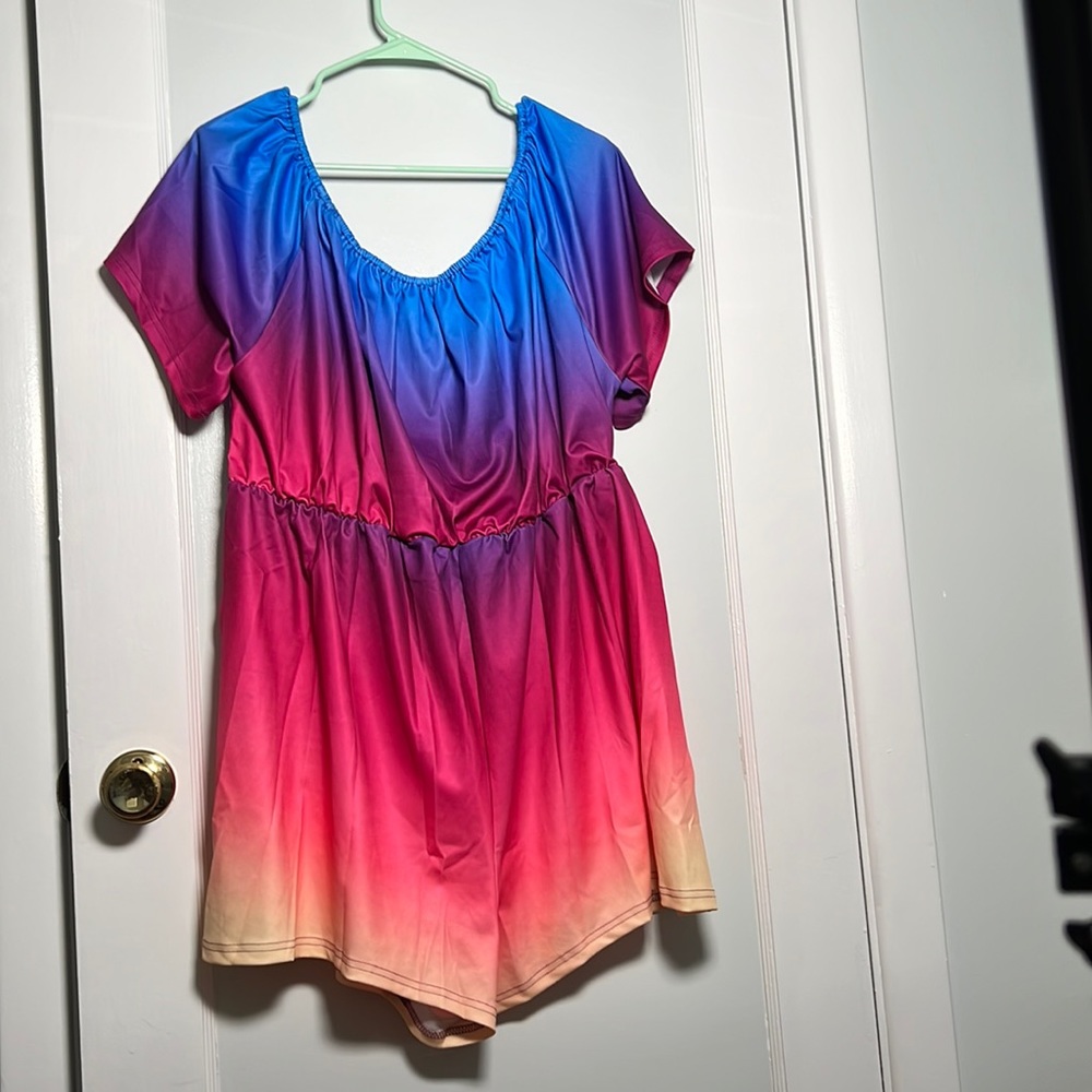 Plus size ombré rainbow shorts jumper 3xl